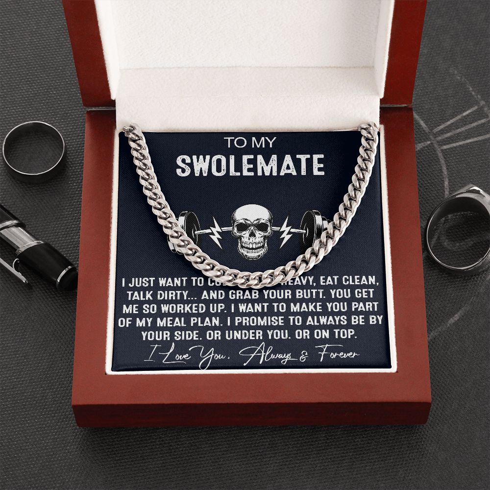 To My Swolemate Cuban Necklace Workout Partner Gift Weightlifting Boyfriend, Husband - Fitness Gift
