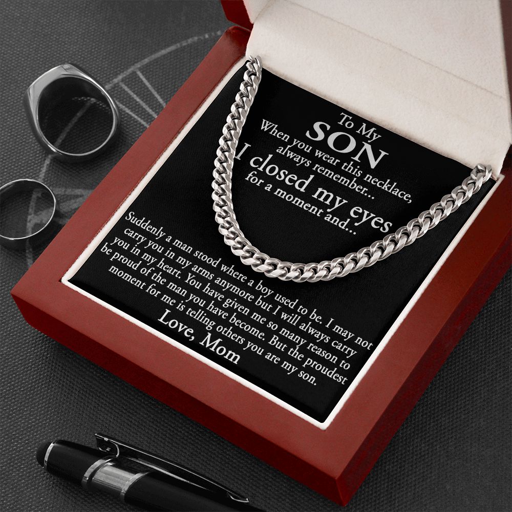 To My Son Gift from Mom Mother Luxury Cuban Link Chain Necklace