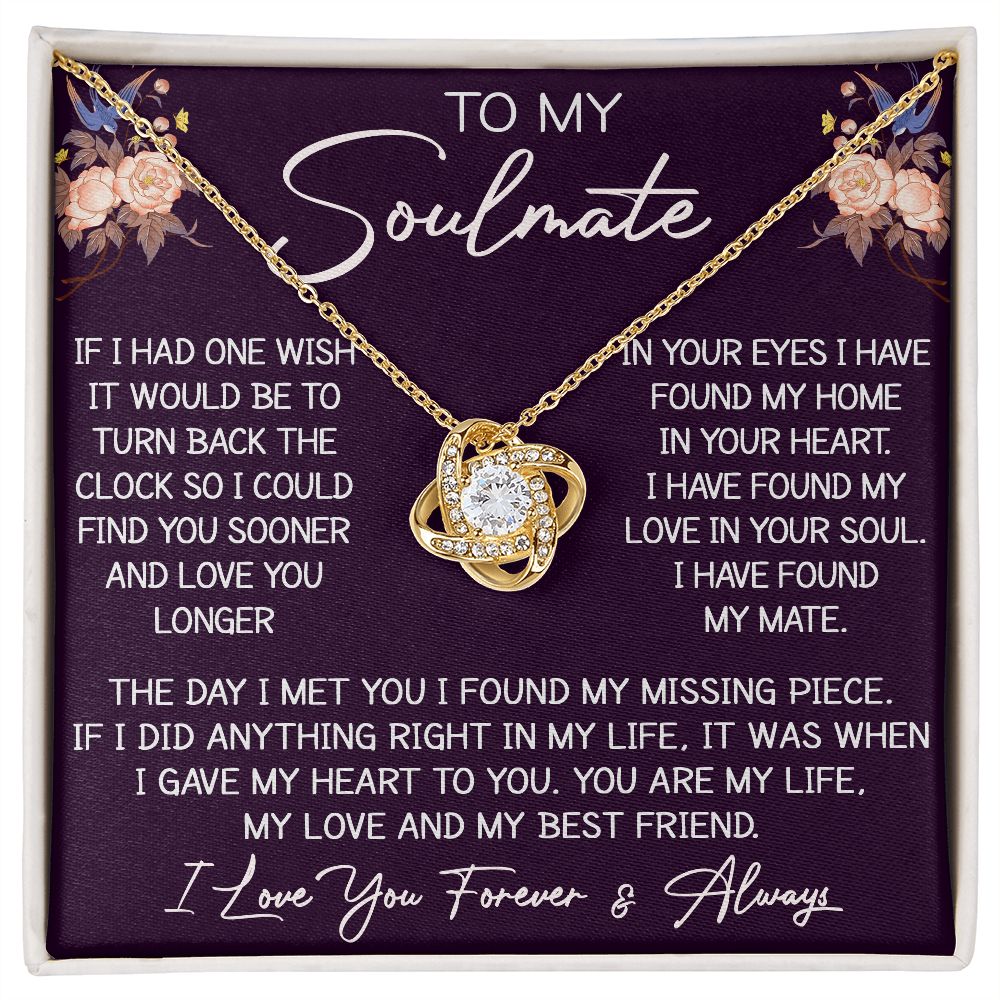 To My Soulmate Gift - Luxury Love Knot Necklace for Future Wife For Birthday Christmas Wedding Anniversary