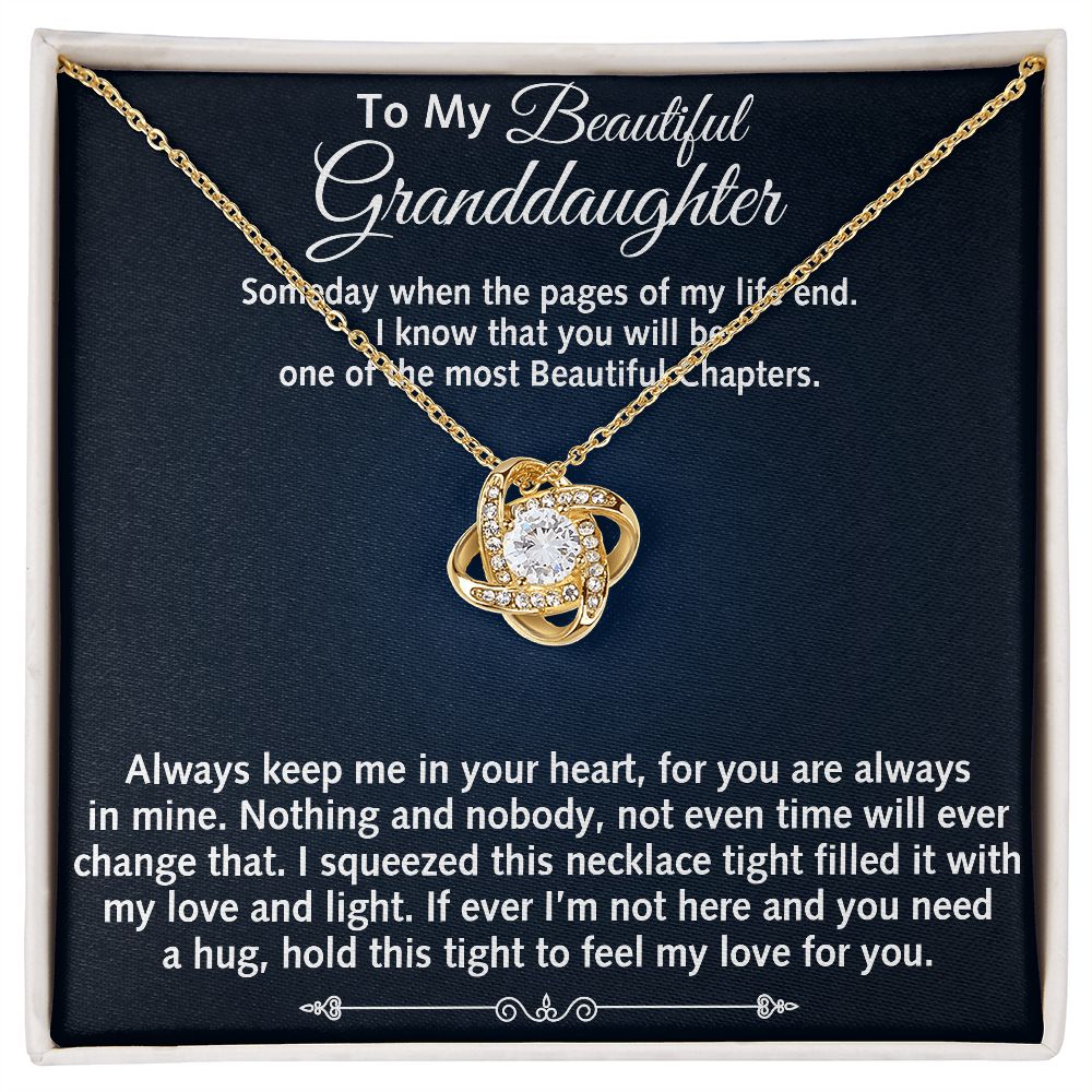 To My Beautiful Granddaughter Luxury Love Knot Necklace Gift from Grandpa Grandma for Birthday Xmas Thanksgiving or Special Occasion.
