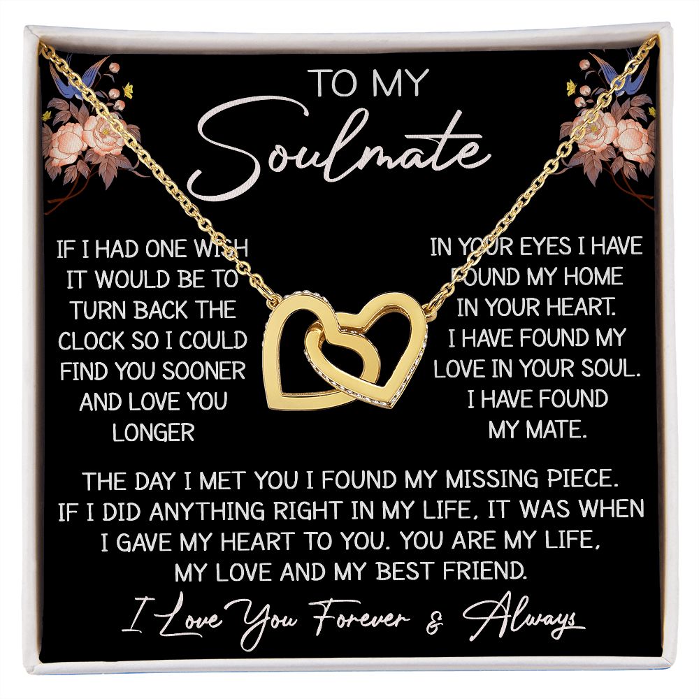 To My Soulmate Luxury Double Heart Necklace Engagement Gift for Future Wife Love, For Birthday Christmas or Special Holliday Season