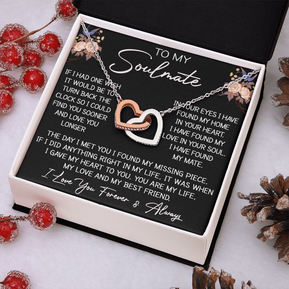 To My Soulmate Luxury Double Heart Necklace Engagement Gift for Future Wife Love, For Birthday Christmas or Special Holliday Season