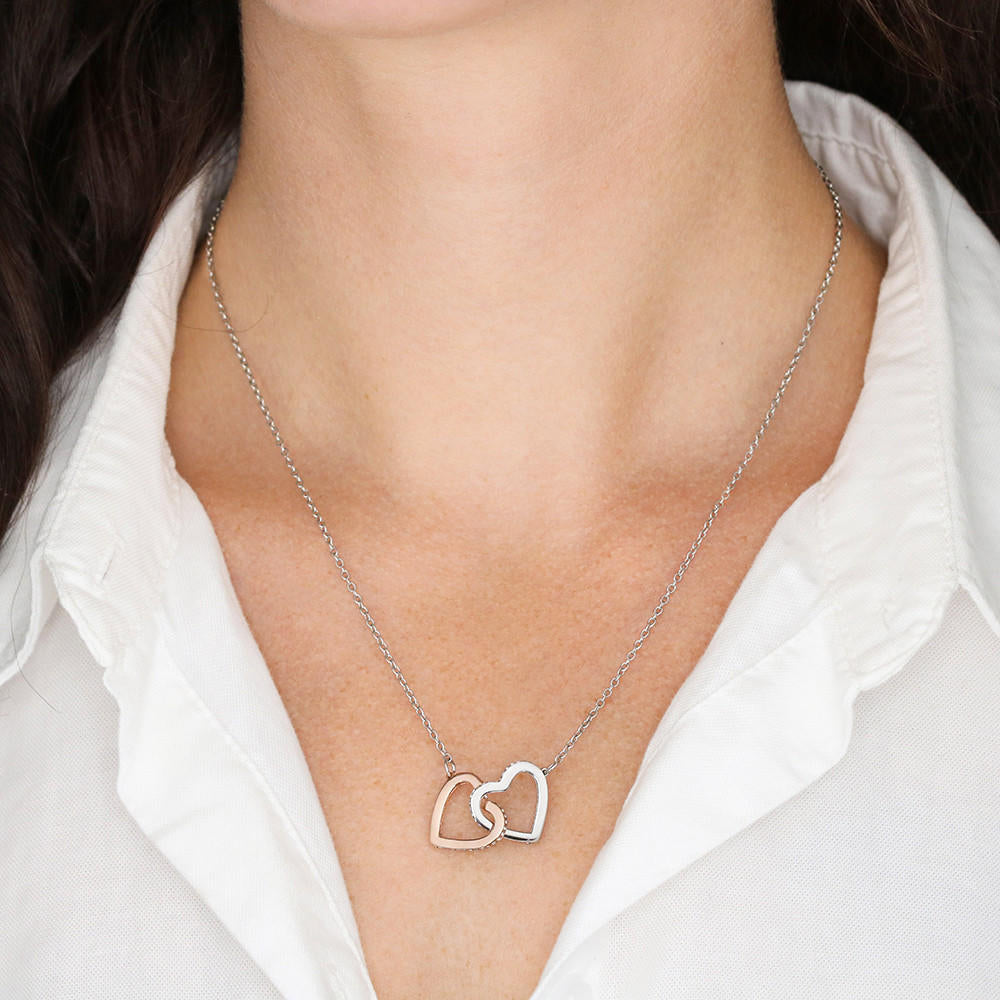 Mother and Daughter Gift - To My Daughter Double Heart Interlocking Luxury Necklace