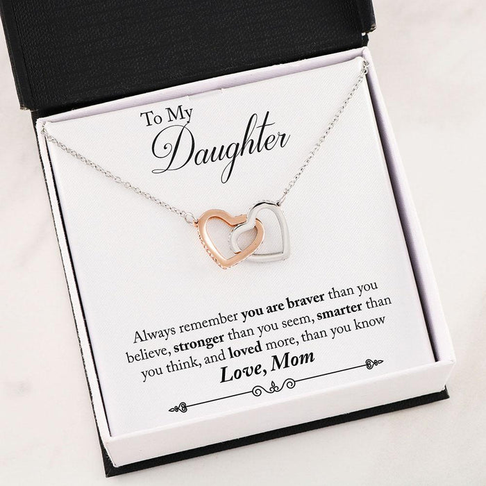 Mother and Daughter Gift - To My Daughter Double Heart Interlocking Luxury Necklace