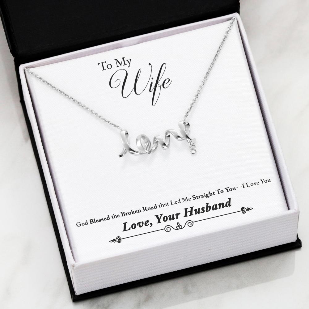 Valentine Gift Idea - Romantic Inspirational Novelty Luxury Scripted Love Sign Necklace