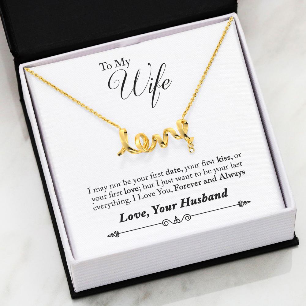 Valentine Gift Idea For Wife Lover - Romantic Inspirational Novelty Luxury Scripted Love Sign Necklace