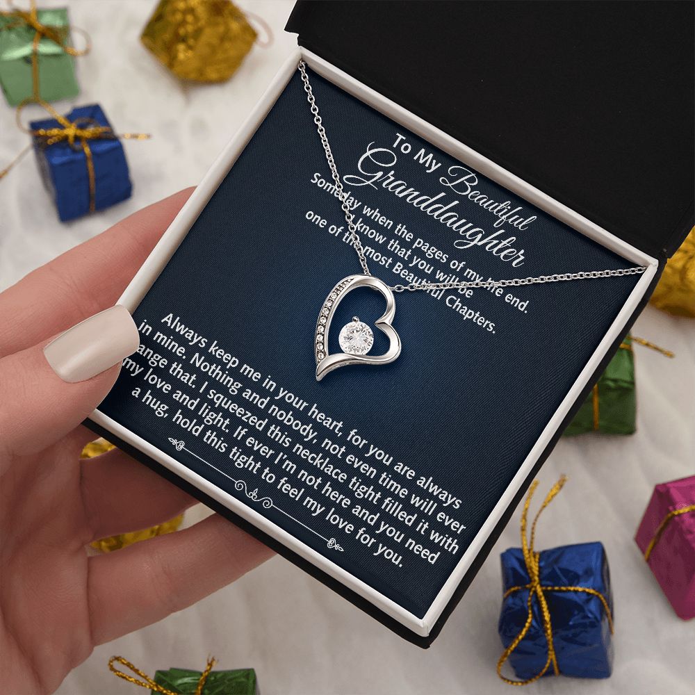 To My Granddaughter Love Gift Grandpa Grandma -  Luxury Forever Love Heart Necklace for Birthday Christmas or Special Occasion