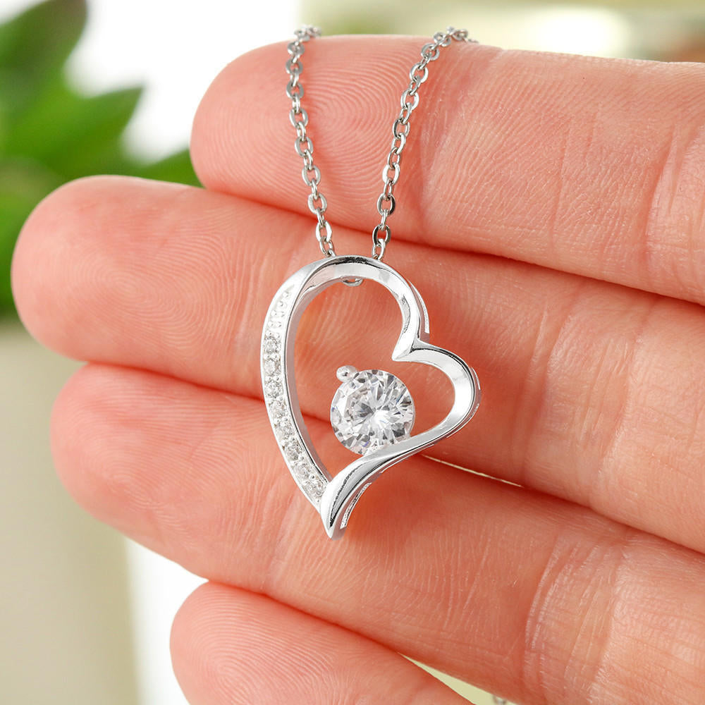 Great Gift For Daughter from Dad - Forever Love Heart Necklace with Inspirational Message Card