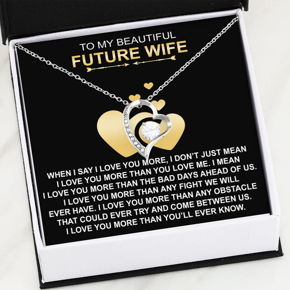 To My Future Wife Gift - Forever Love Heart Necklace with Message Card, Sentimental Mother's Day Gift, Wife Birthday Surprise Necklace