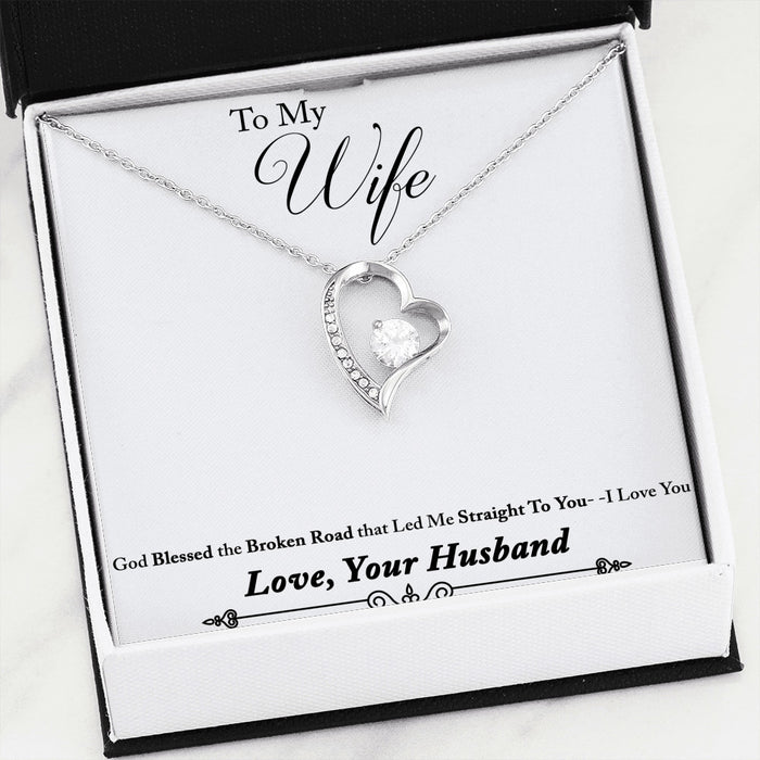 Great Gift for Wife Bride Lovers - Romantic Novelty Inspiration Forever Love Luxury Heart Necklace For Birthday Wedding or Special Occasion