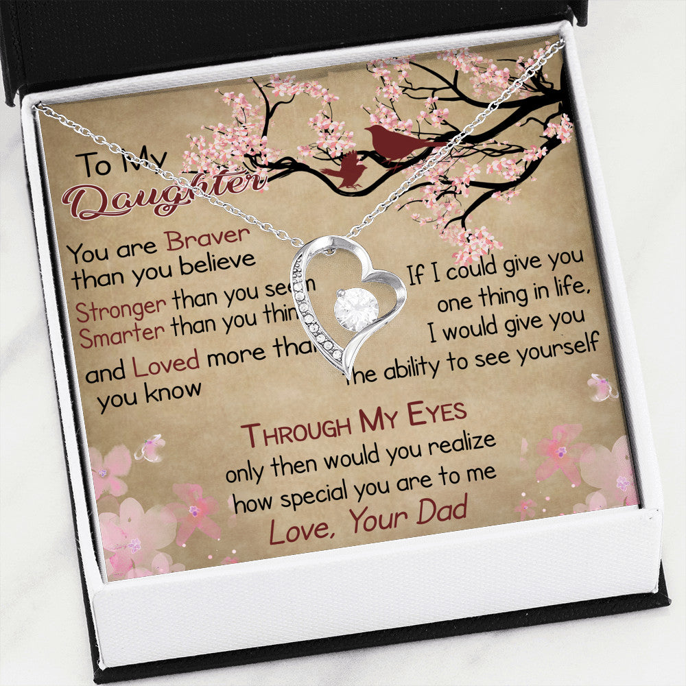 To My Daughter Necklace with Message Card, Birthday gift for Daughter from Dad