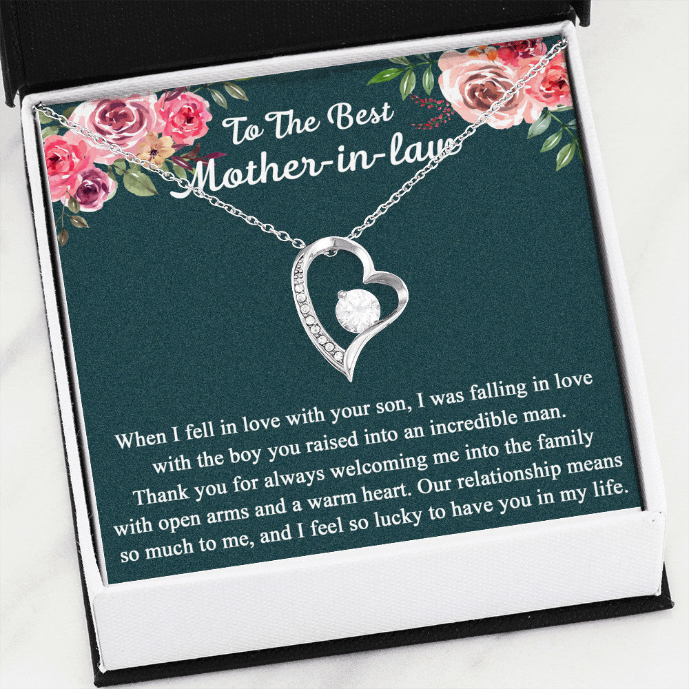 To My Mother-In-Law Gift When I Fell In Love With Your Son - Great Forever Love Heart Necklace For Mother's Day, Birthday Anniversary