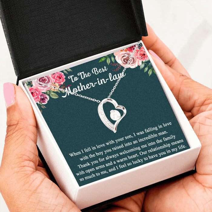 To My Mother-In-Law Gift When I Fell In Love With Your Son - Great Forever Love Heart Necklace For Mother's Day, Birthday Anniversary