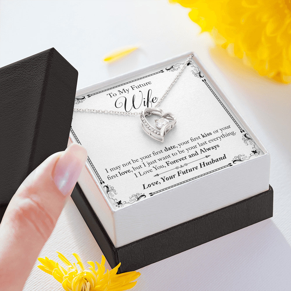 To My Future Wife Gift Forever Love Heart Necklace with Message Card, Sentimental Mother's Day Gift, Wife Birthday Surprise Necklace