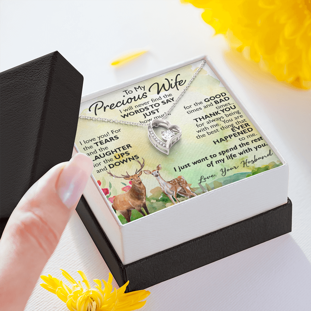To My Precious Wife Forever Love Necklace Gift from Husband for Birthday, Christmas, Wedding Anniversary or any Special Occasion