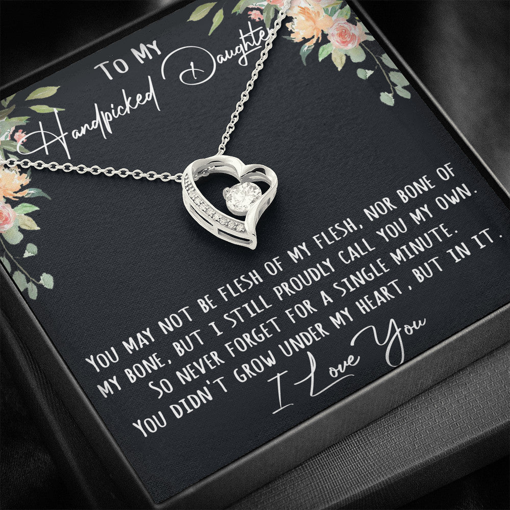 To My Handpicked Daughter Gift - Forever Love Heart Necklace with Free Inspirational Message Card