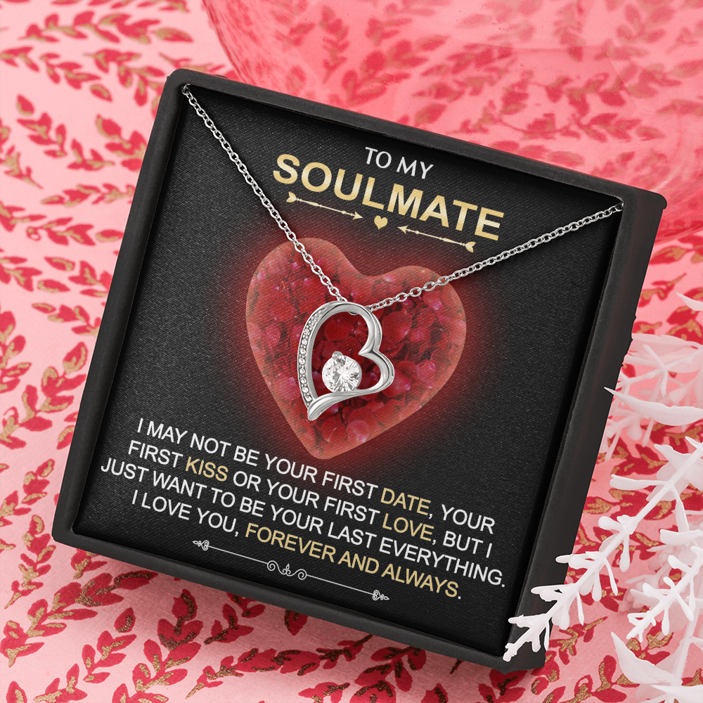 To My Soulmate Gift- Forever Love Luxury Heart Necklace Chain With Inspirational Message Card For Special Occasion