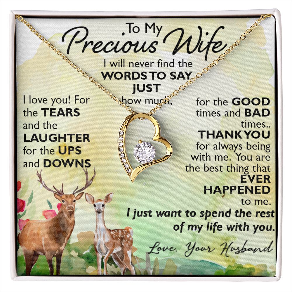 To My Precious Wife Forever Love Necklace Gift from Husband for Birthday, Christmas, Wedding Anniversary or any Special Occasion