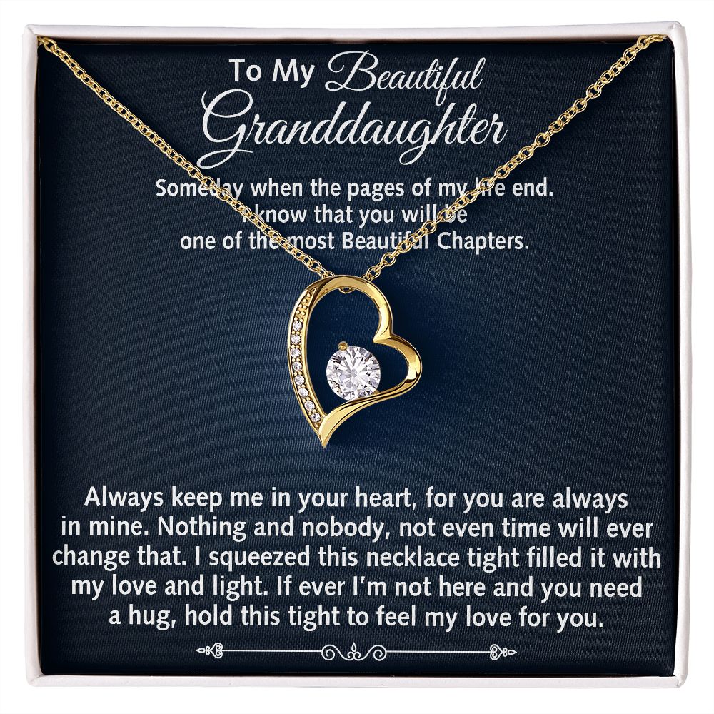 To My Granddaughter Love Gift Grandpa Grandma -  Luxury Forever Love Heart Necklace for Birthday Christmas or Special Occasion