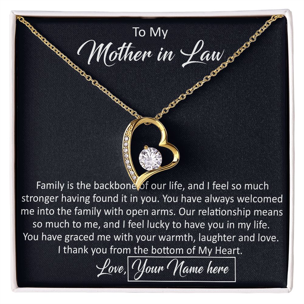 To My Mother In Law  Gift from Daughter in Law - Luxury Forever Love Heart Necklace For Birthday Wedding Christmas or any Special Occasion