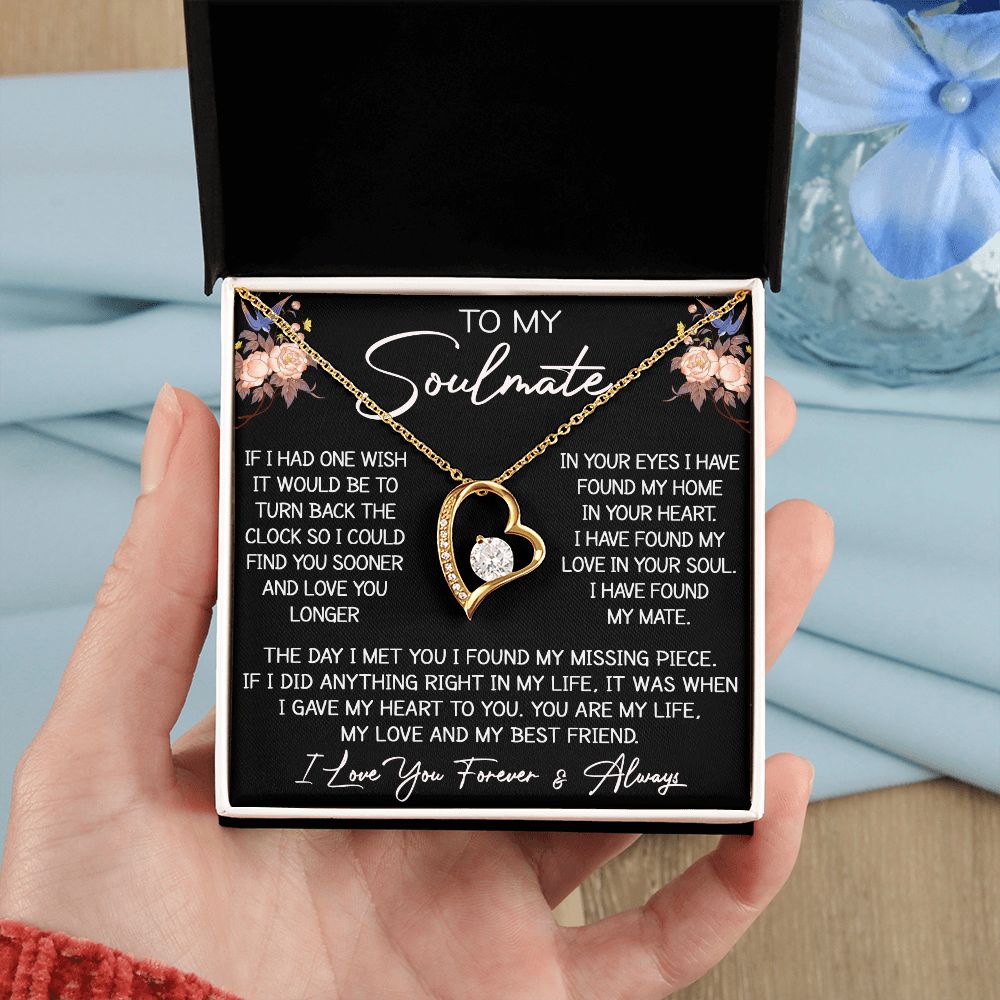 To My Soulmate Forever Love Heart Necklace Gift for Birthday, Xmas, Special Holiday of the year