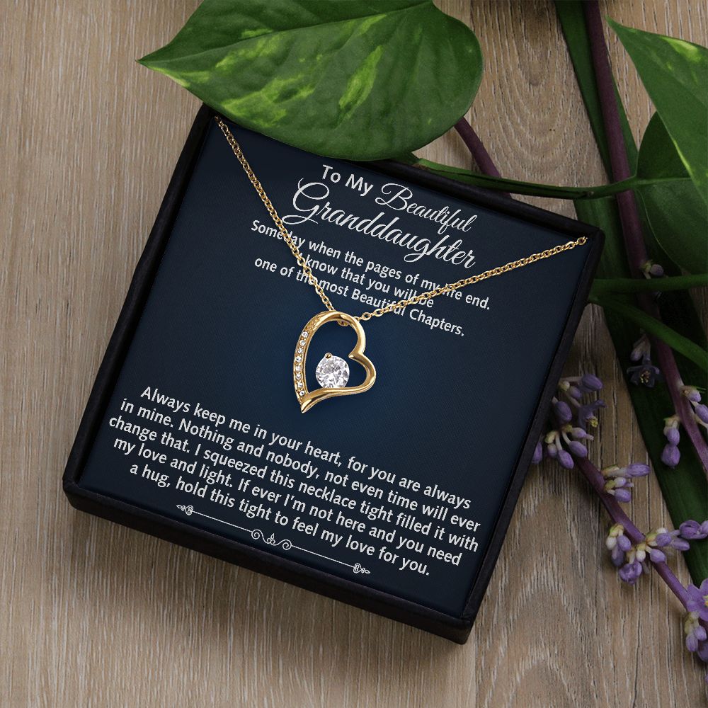 To My Granddaughter Love Gift Grandpa Grandma -  Luxury Forever Love Heart Necklace for Birthday Christmas or Special Occasion