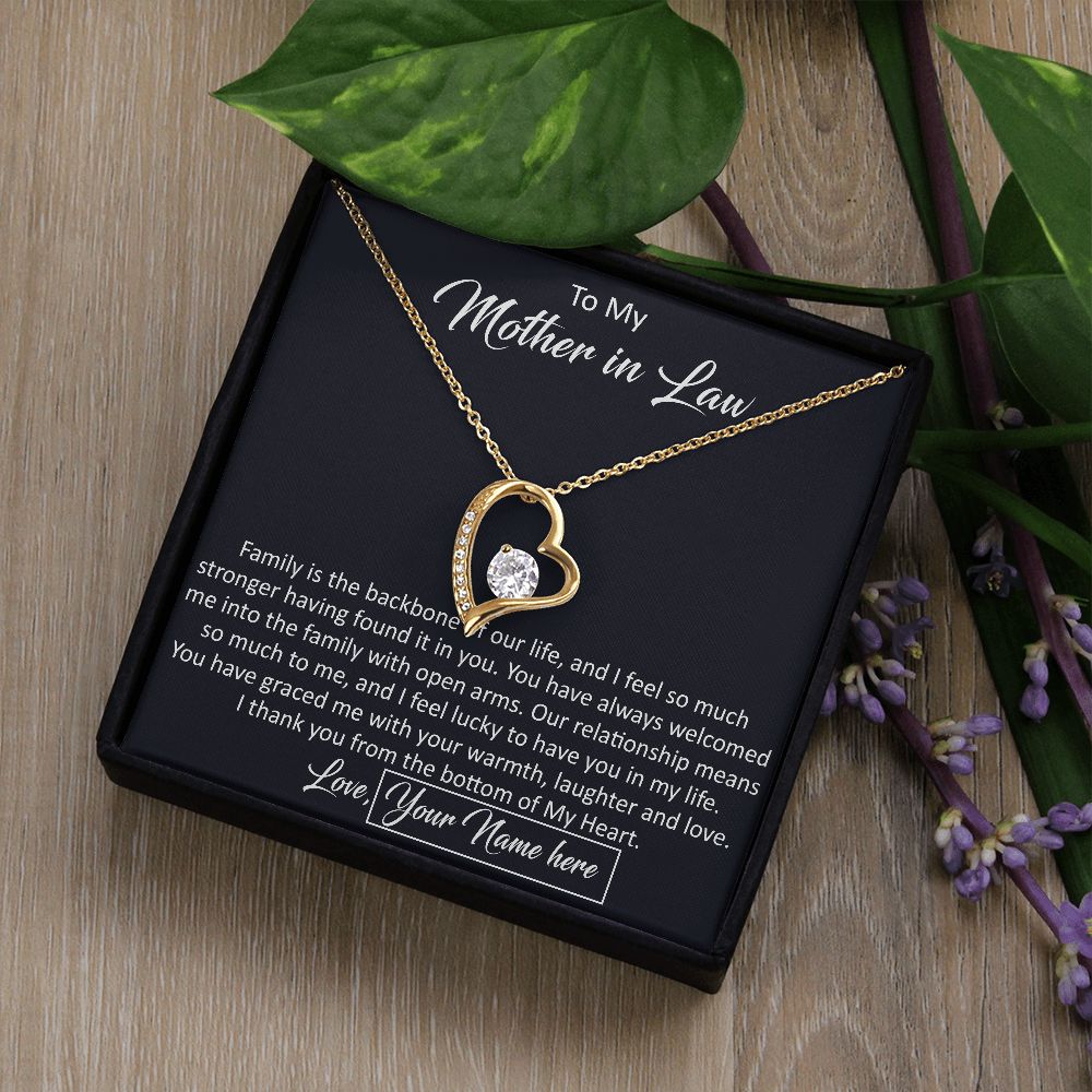To My Mother In Law  Gift from Daughter in Law - Luxury Forever Love Heart Necklace For Birthday Wedding Christmas or any Special Occasion