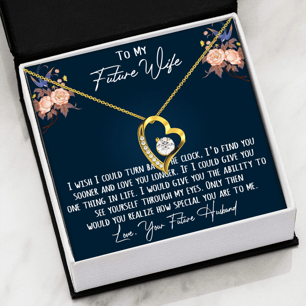 To My Future Wife Gift - Forever Love Heart Necklace with Message Card, Sentimental Wife Birthday Surprise Necklace