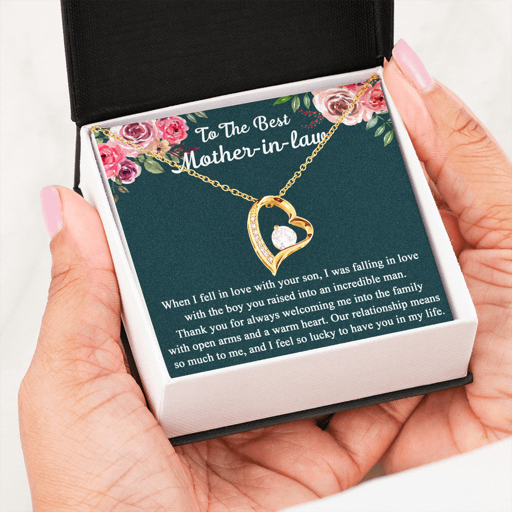 To My Mother-In-Law Gift When I Fell In Love With Your Son - Great Forever Love Heart Necklace For Mother's Day, Birthday Anniversary