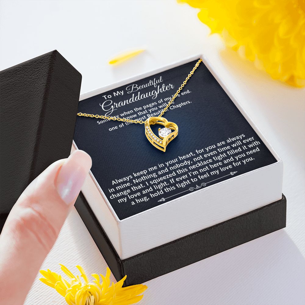 To My Granddaughter Love Gift Grandpa Grandma -  Luxury Forever Love Heart Necklace for Birthday Christmas or Special Occasion