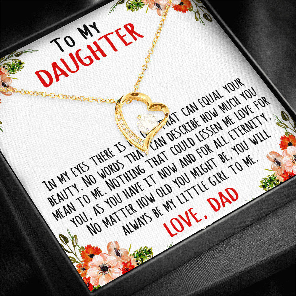 To My Amazing Daughter Gift Always be My Little Girl Forever Love Heart Necklace