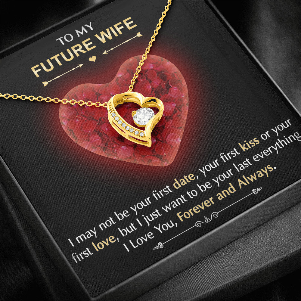 To My Future Wife Gift Forever Love Heart Necklace with Sentimental Message Card, Wife Birthday Surprise Necklace