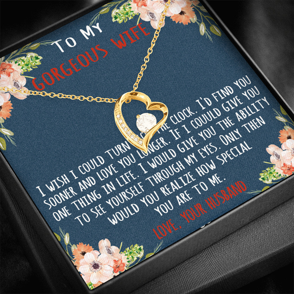 To My Gorgeous Wife Heart Necklace Forever Love Gift for Valentines Day Birthday Anniversary
