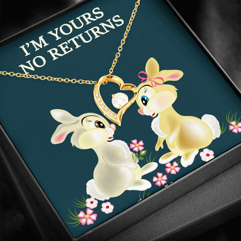 Husband & Wife Love Gift - I'm Yours No Returns Romantic Jewelry Forever Heart Necklace For Wedding Anniversary