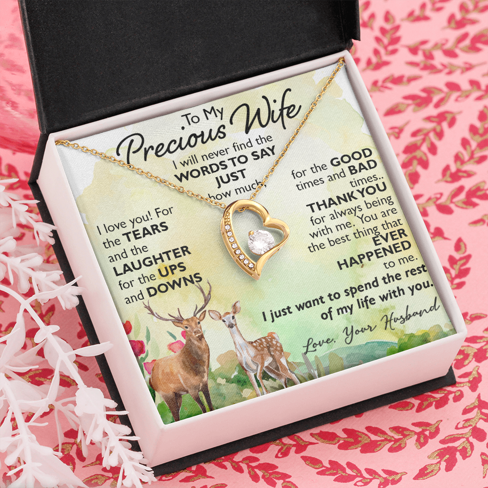 To My Precious Wife Forever Love Necklace Gift from Husband for Birthday, Christmas, Wedding Anniversary or any Special Occasion