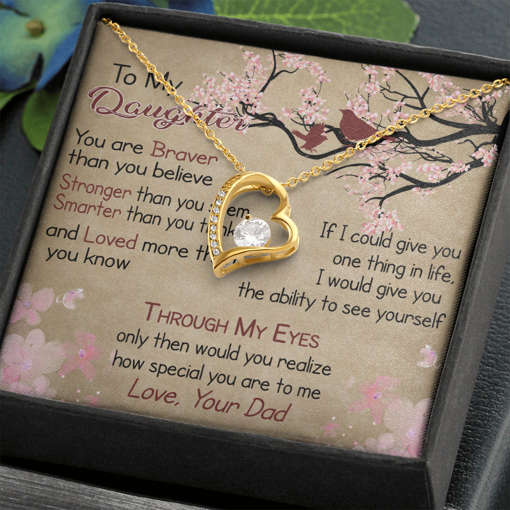 To My Daughter Necklace with Message Card, Birthday gift for Daughter from Dad