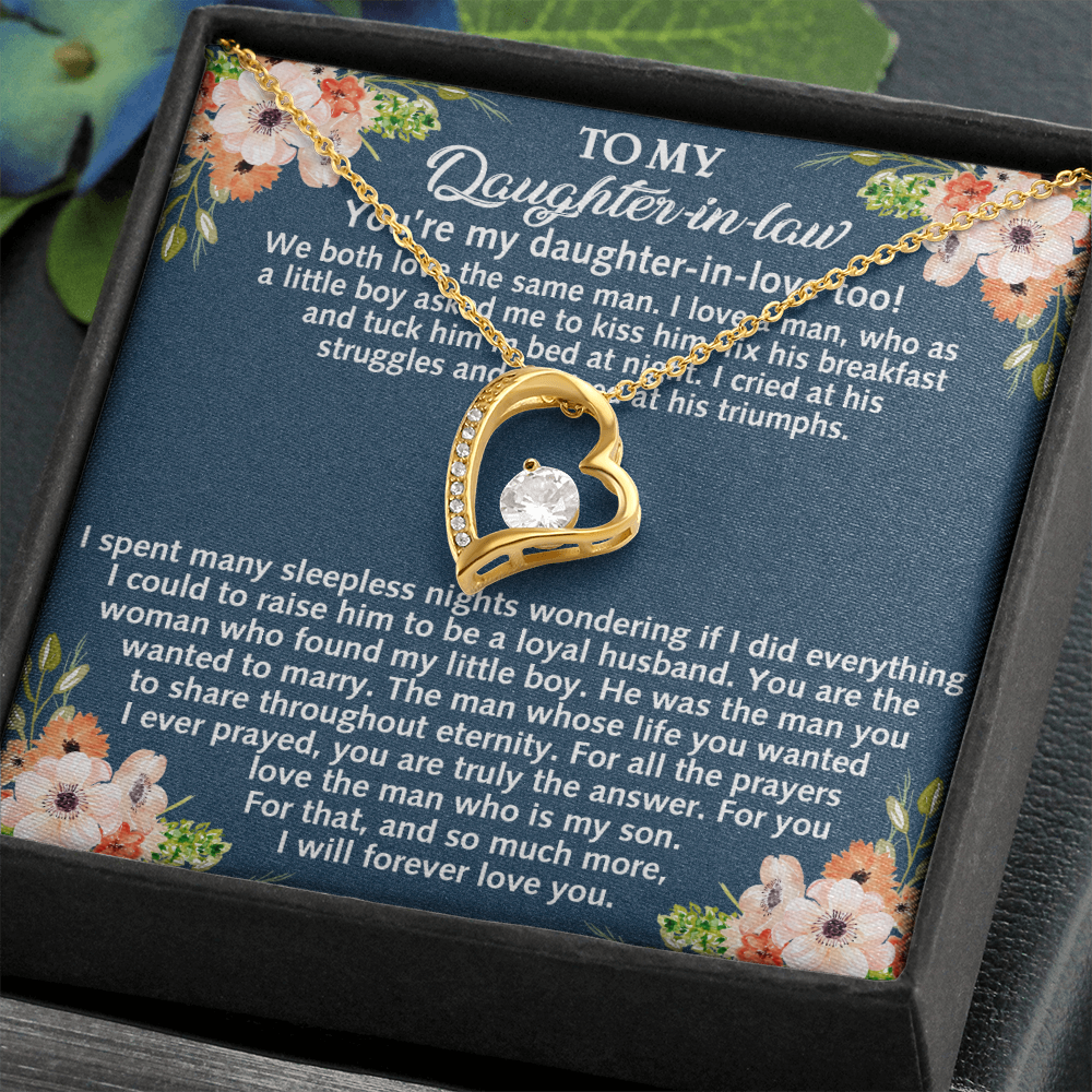 Daughter-in-law Necklace Gift - We Both Love The Same Man Forever Love Heart Necklace For Birthday Wedding or Special Occasion.