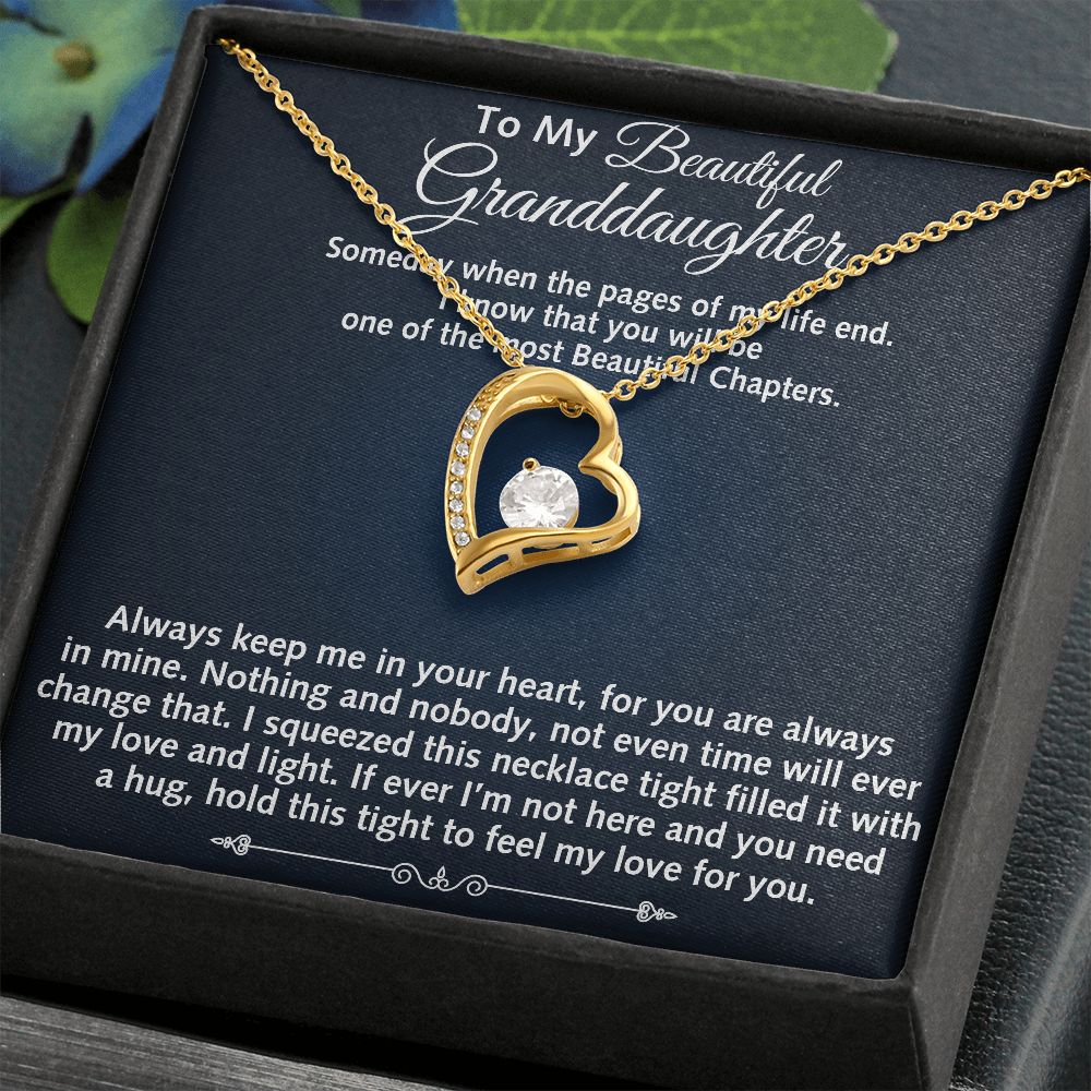 To My Granddaughter Love Gift Grandpa Grandma -  Luxury Forever Love Heart Necklace for Birthday Christmas or Special Occasion