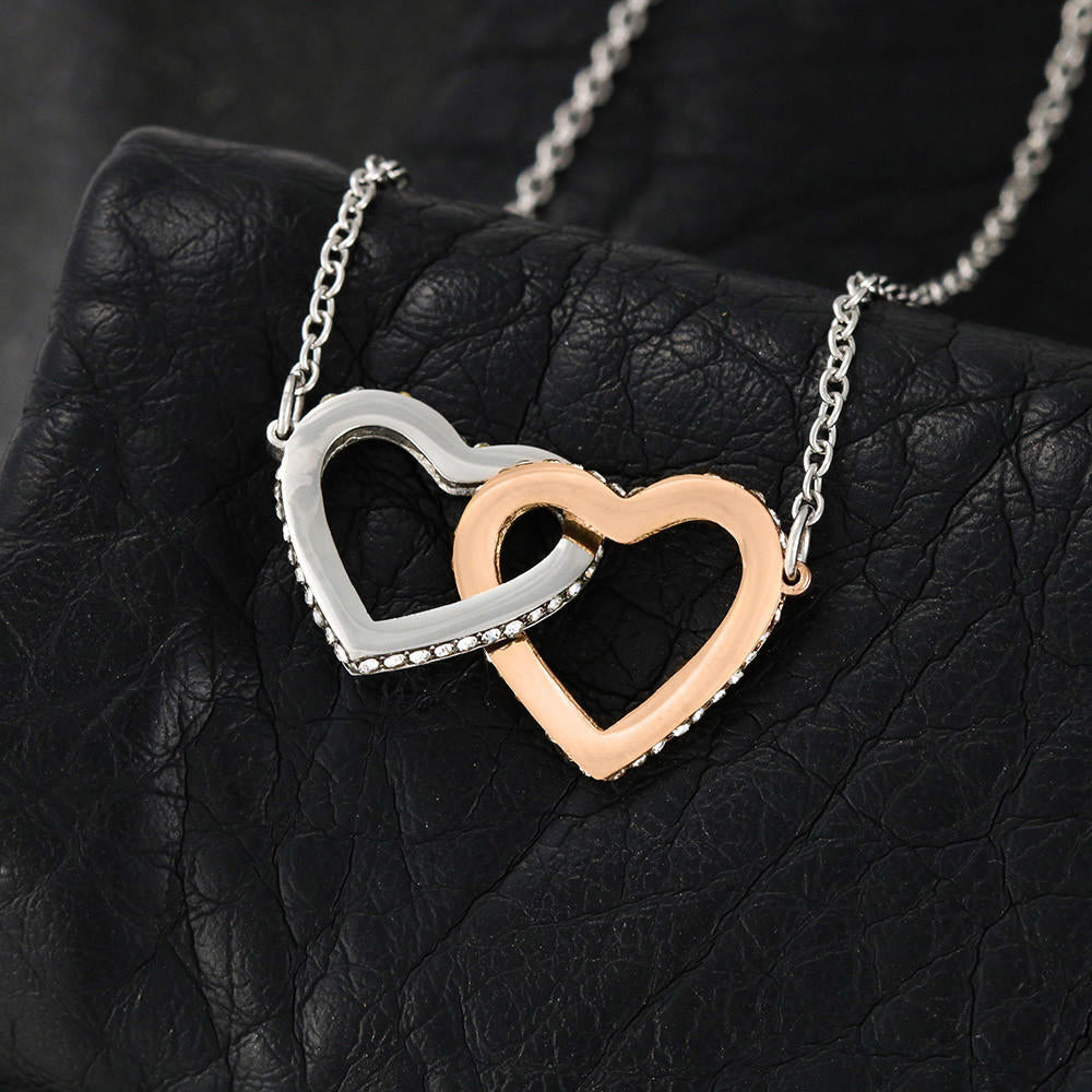 Mother and Daughter Gift - The Love Between Mother & Daughter is Forever Luxury Interlock Heart Necklace Gift