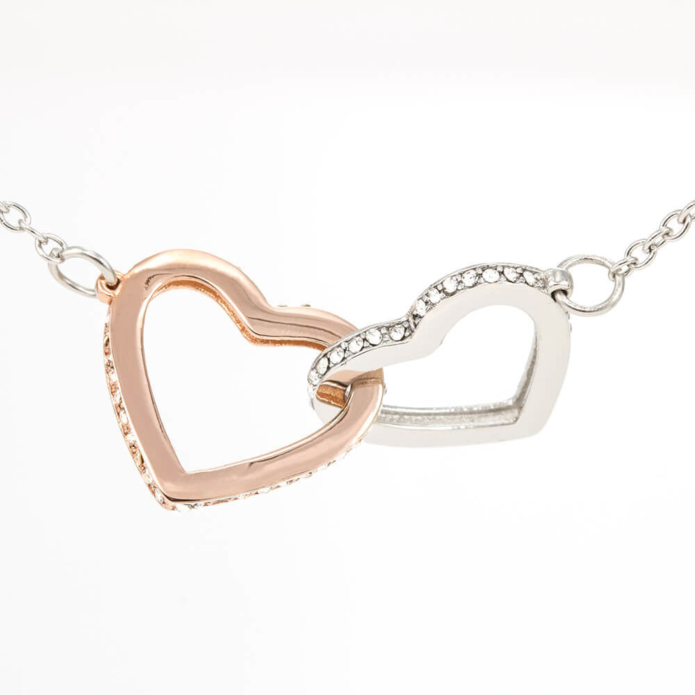 To The Best Mother-In-Law Birthday Gift - Interlock Heart Joined Luxury Necklace with Inspirational Message Card.