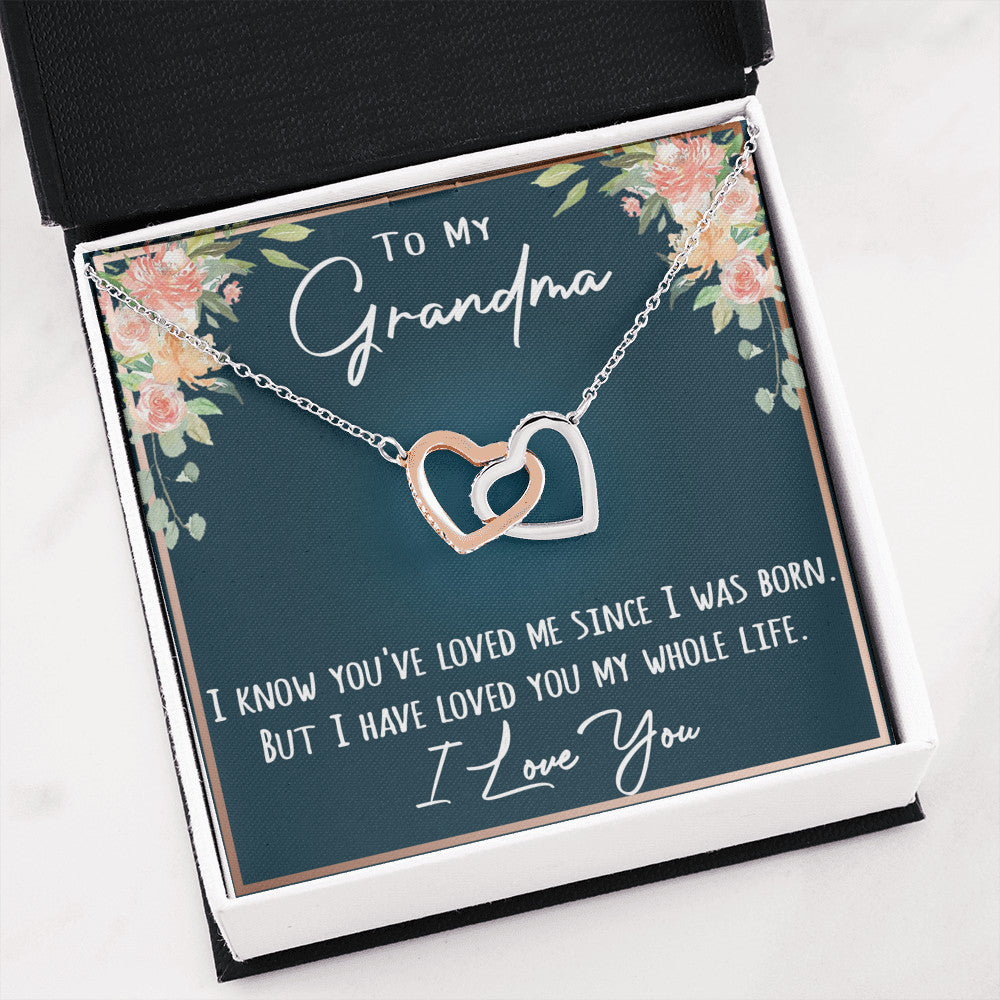 To My Grandma necklace gift - Interlock Heart Necklace For Grandmother, Nana, mother day