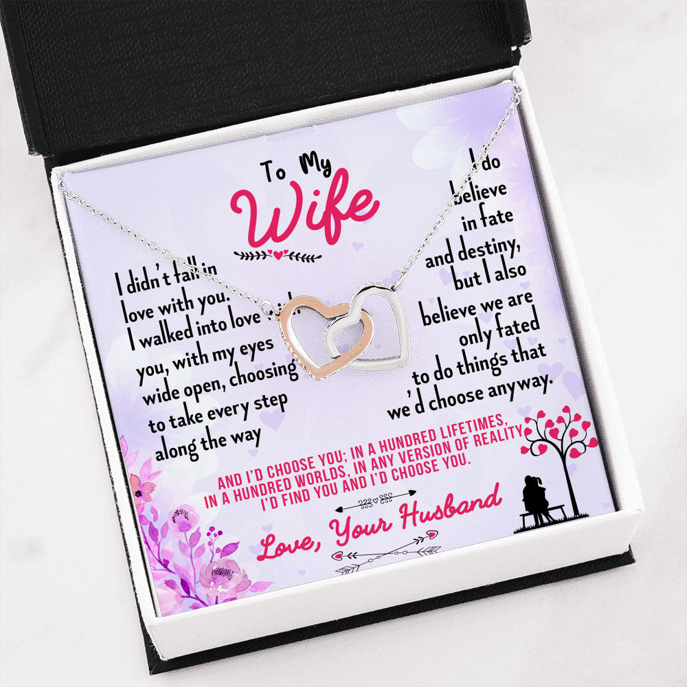 Romantic Gift For Valentine Interlocking Heart Necklace For Wife Bride - Great Gift for Birthday Wedding or any Special Occasion