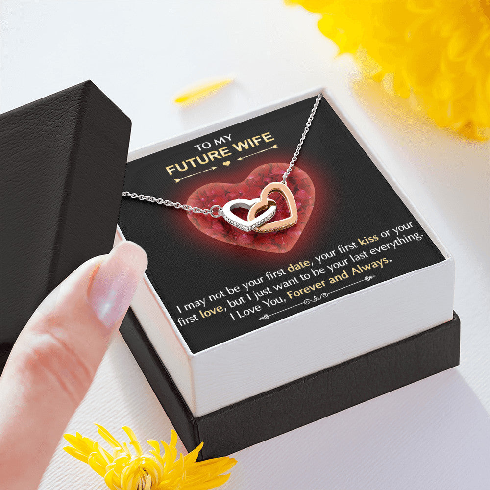 To My Future Wife Gift Interlock Heart Necklace with Sentimental Message Card, Wife Birthday Surprise Necklace