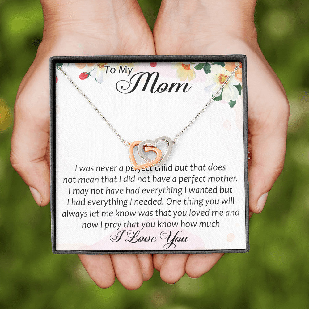 To My Mom Interlock Heart Necklace From Daughter Son, Mother Day Trendy Gift Mommy Mum