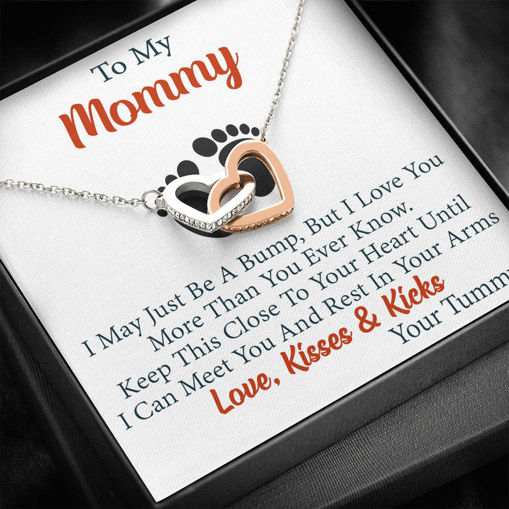 To My Mommy Interlock Heart Joined Necklace Gift for New Mom in Hospital Pregnancy Gift for First Time Mom