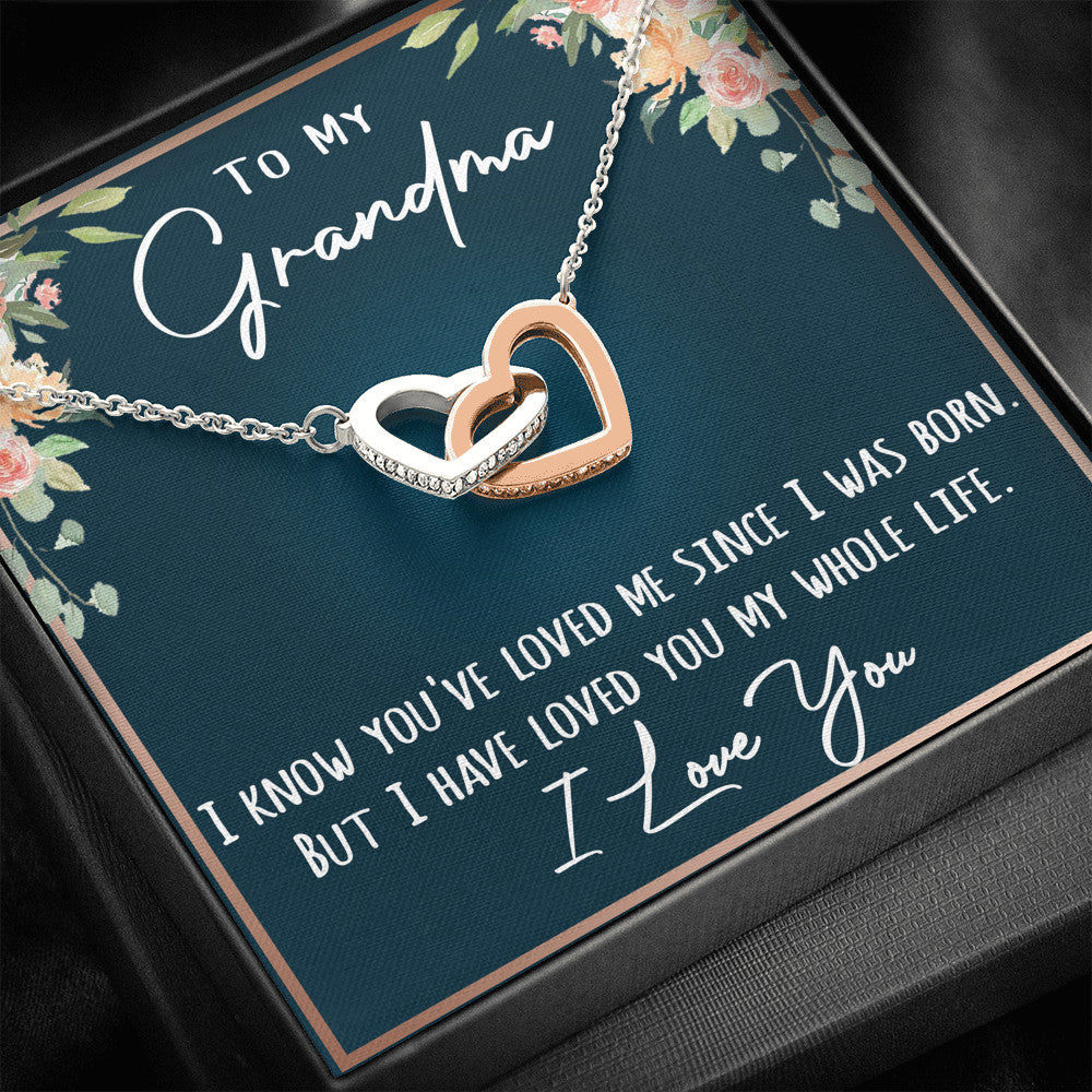 To My Grandma necklace gift - Interlock Heart Necklace For Grandmother, Nana, mother day