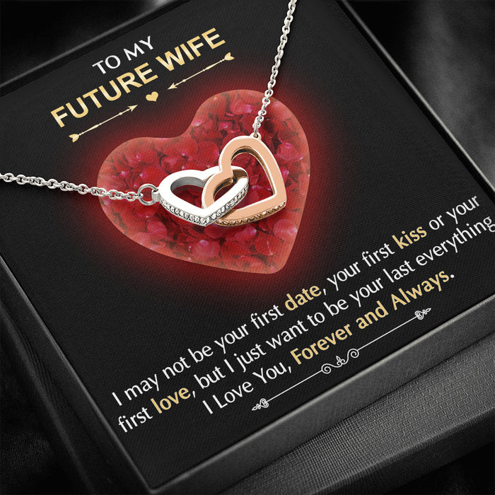 To My Future Wife Gift Interlock Heart Necklace with Sentimental Message Card, Wife Birthday Surprise Necklace