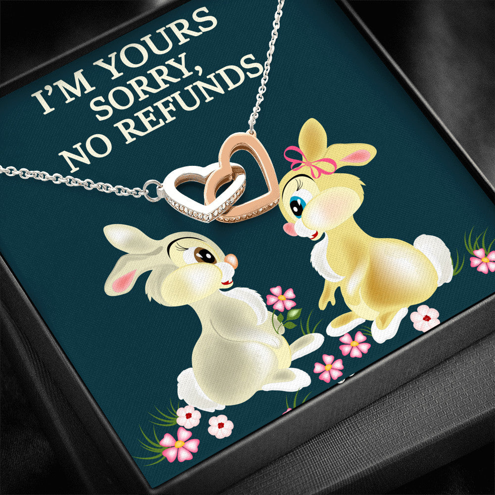 Husband & Wife Love Gift - I'm Yours Sorry No Refunds Romantic Jewelry Forever Heart Necklace For Wedding Anniversary