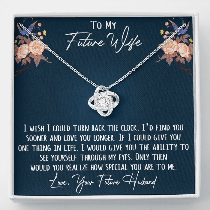 To My Future Wife Gift - Love Knot Necklace with Message Card, Sentimental Wife Birthday Surprise Necklace
