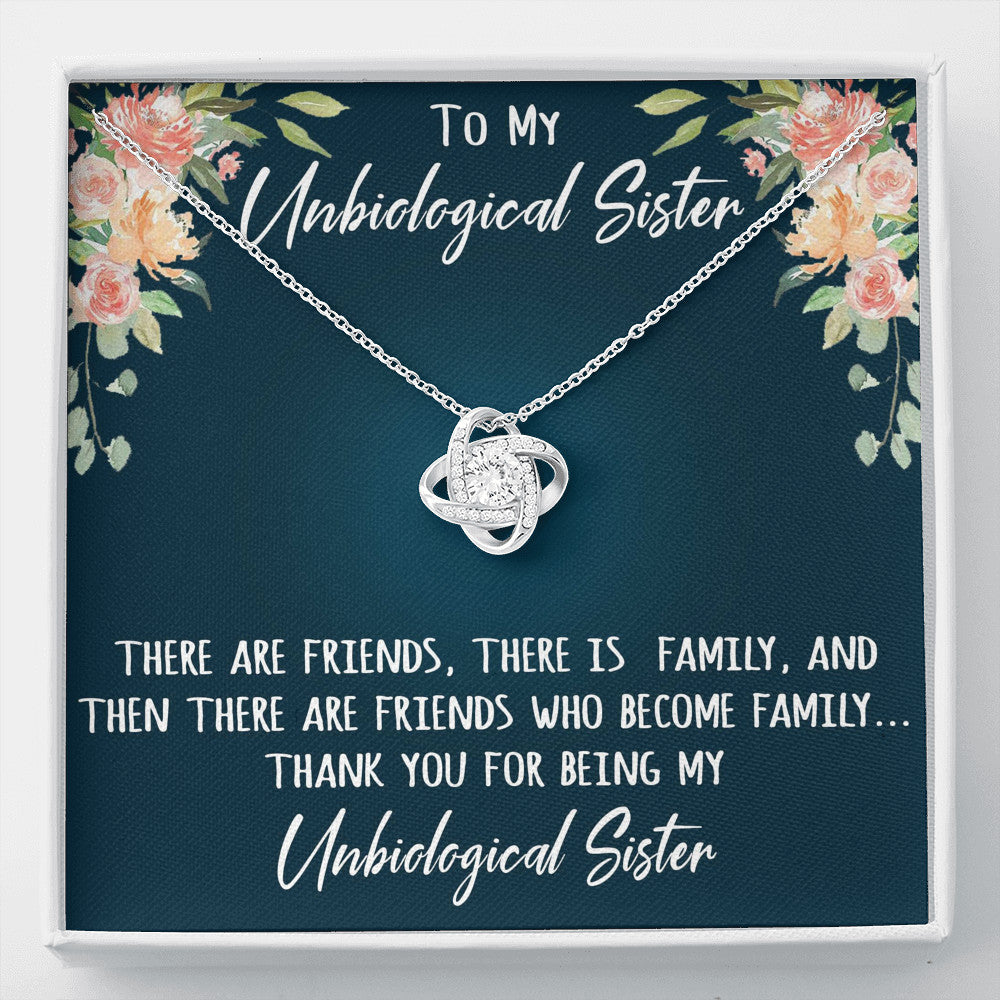 To My Unbiological Sister Gift - Love Knot Necklace Jewelry For Birthday Wedding or Special Occasions